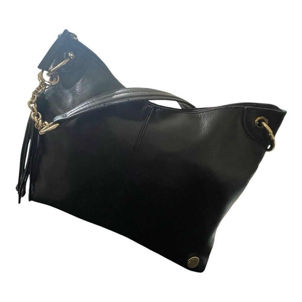 Tignanello Black Leather Shoulder Bucket Bag 12.5”{L}X9.5{H}X4.5”{W} Purse Work - Picture 4 of 13